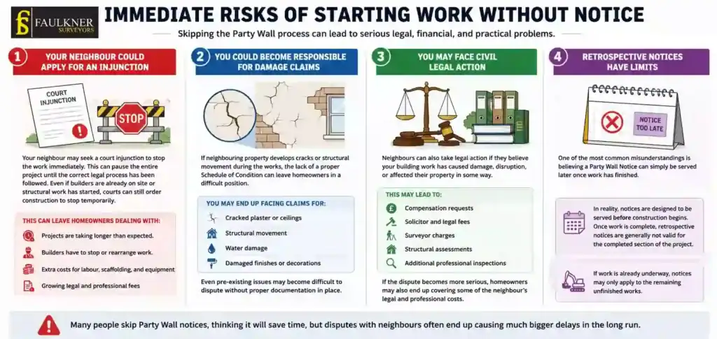 What Happens If You Start Work Without a Party Wall Notice? 1 Immediate Risks of Starting Work Without Party Wall Notice Welling